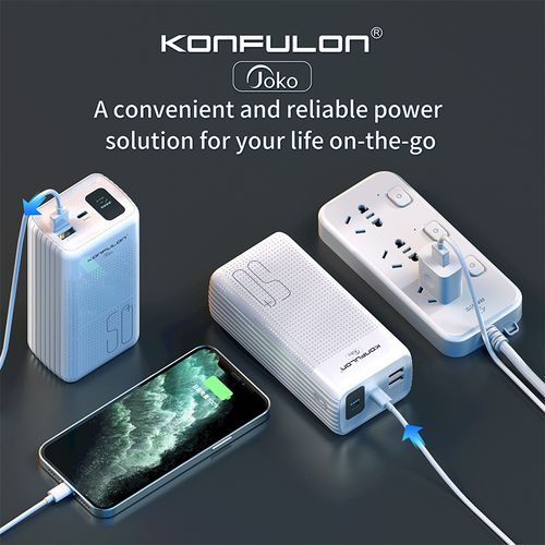 Konfulon Power bank 50000 mAh Charge rapide PD 20W USB-C QC4.0 + 22.5W QC3.0 USB-A
 Fiche Technique et Prix au Maroc