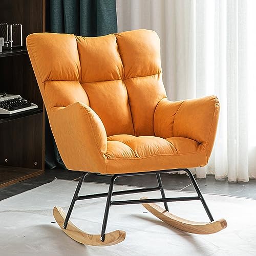 Chaise à bascule intérieure pour chambre à coucher, chaise à bascule rembourrée, chaise à bascule moderne avec accoudoirs, chaise d'allaitement avec coussin rembourré épais pour le salon (couleur : A, taille : avec pédales)
 Fiche Technique et Prix au Maroc