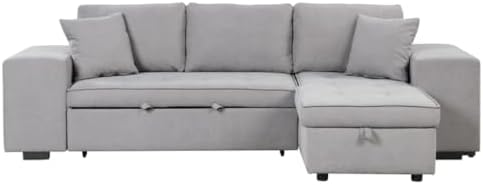 MMLLZEL Canapé-lit gigogne de 104 po, canapé sectionnel réversible en forme de L à 3 places avec méridienne de rangement et 2 tabourets
 Fiche Technique et Prix au Maroc