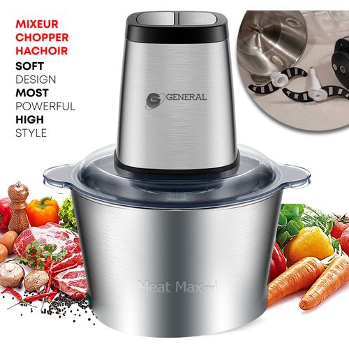 General Creative Chopper Meilleur Hachoir Electric INOX Brossé Type KCanon Effet Cyclone
 Fiche Technique et Prix au Maroc