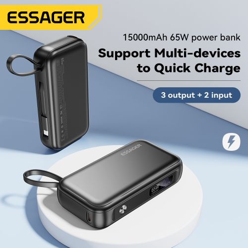 Essager Power Bank 15000mAh Charge Rapide PD 65W Pour Pc Portable Macbook et téléphone
 Fiche Technique et Prix au Maroc