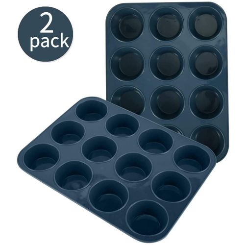 Aslor 2 pack 12 Cup Carbon Steel Muffin Cupcake Baking Pan Non Stick Dishwasher Microwave Saf
 Fiche Technique et Prix au Maroc
