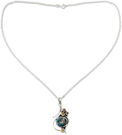 NOVICA Collier pendentif citrine fait à la main en argent 925 avec pierre de naissance composite turquoise sterling reconstituée bleu jaune Inde Biscay Bay Birthstone « Golden Sky »
Avis,  Fiche Technique et Prix au Maroc