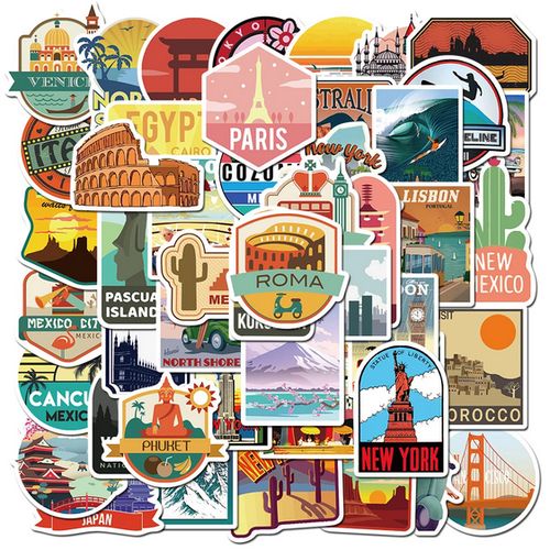 25 J01 Global Travel City Landscape Stickers DIY Toys Stationery Case Skateboard Laptop Guitar Pegatinas Decals Stickers
 Fiche Technique et Prix au Maroc