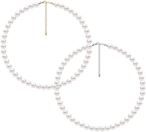 2PCS Pearl Necklace Set, Artificial Pearl Necklace, Pearl Choker Necklace Charm Lady Girlfriend Wedding Birthday AnniversaryAvis,  Fiche Technique et Prix au Maroc
