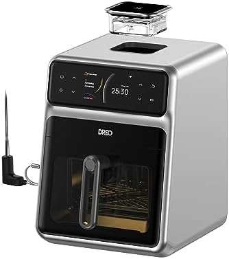 Friteuse combinée Dreo ChefMaker, cuisinez comme un pro en appuyant simplement sur un bouton, cuisinière intelligente avec sonde de cuisson, atomiseur d'eau, 3 modes de cuisson professionnels, 6 QT
 Avis, Fiche Technique et Prix au Maroc