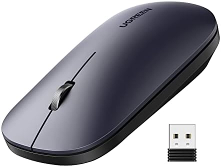 UGREEN Souris sans fil 2,4 G silencieuse avec récepteur USB, souris optique sans fil ultra fine, 4000 DPI, petite souris plate et portable pour PC, ordinateur portable, ordinateur, Chromebook, MacBook – Noir
 Fiche Technique et Prix au Maroc