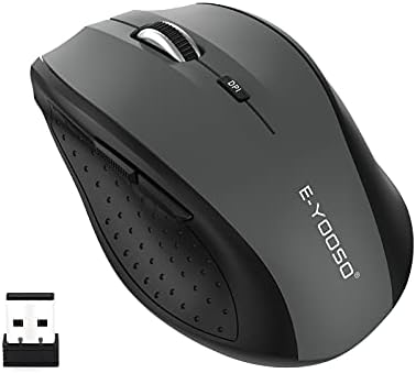 E-YOOSO Souris d'ordinateur sans fil 18 mois d'autonomie, 5 niveaux 2400 DPI, 6 boutons Ergo souris USB portable sans fil pour ordinateur portable, Mac, Chromebook, PC, Windows 2.4G
 Fiche Technique et Prix au Maroc
