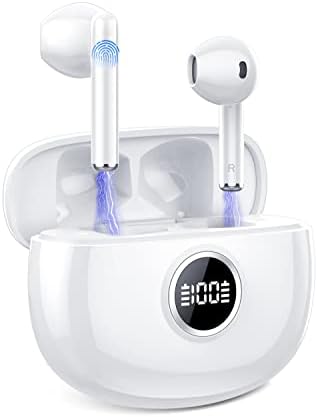 IKG Ecouteurs Bluetooth sans Fil 5.3 HiFi Son Stéréo Basses, Oreillette 37H d’Autonomie, HD Mic Intégrés, Étanchéité IP7, USB-C, pour iOS et Android(Blancs)
 Avis, Fiche Technique et Prix au Maroc