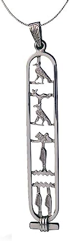 Discoveries Egypt Imports – Ensemble de colliers cartouche personnalisés en argent sterling – Pendentif style ouvert et chaîne de 45,7 cm – Traduisez toutes les lettres en hiéroglyphes – Fabriqué à la main en Égypte
Avis,  Fiche Technique et Prix au Maroc