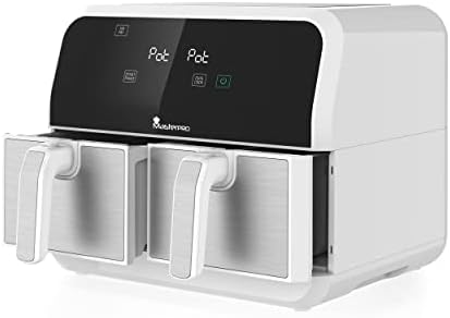 MasterPRO - Friteuse à double air - Capacité de 8,4 litres avec deux paniers à friture - Deux grilles à légumes antiadhésives - Peut contenir jusqu'à 7,5 livres de nourriture - 1700 watts - 8 réglages préprogrammés
 Avis, Fiche Technique et Prix au Maroc