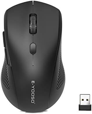 E-YOOSO Wireless Mouse, USB Cordless Computer Mouse, 18 Months Battery Life, 6 Button Wireless Mouse, 5 Adjustable DPI, 2.4G Portable Wireless Optical Mice for Windows, Mac, Linux, Chromebook(Black)Avis,  Fiche Technique et Prix au Maroc