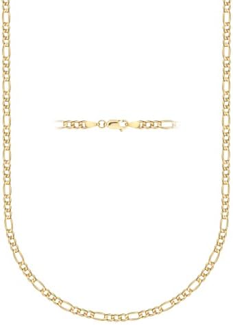 PORI JEWELERS Collier chaîne à maillons Figaro 3+1 en or jaune 10 carats 2 mm, 2,3 mm, 3 mm, 3,5 mm, 5,5 mm – Taille 35,6 à 76,2 cm
Avis,  Fiche Technique et Prix au Maroc
