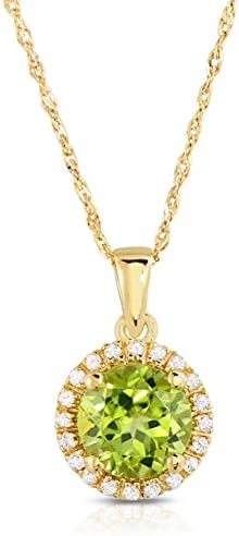 KOKAV Véritable péridot 1-1/3 ct rond, collier avec pendentif halo de topaze en or jaune 10 carats
Avis,  Fiche Technique et Prix au Maroc