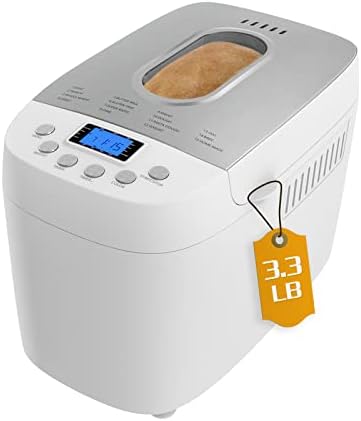 Davivy Machine à pain 1,3 kg avec 2 palettes de pétrissage, machine à pain automatique 15 en 1 avec bol antiadhésif pour pain, confiture et yaourt, 3 tailles de pain et 3 réglages de croûte, minuterie de 15 heures (850 W, argent, 3,3) KG)
 Avis, Fiche Technique et Prix au Maroc