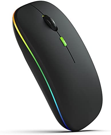 Souris Bluetooth sans fil rechargeable à LED pour ordinateur portable MacBook iPad Air Pro Mini Mac Android Samsung tablette téléphone portable 2,4 G silencieuse fine souris sans fil portable pour ordinateur Chromebook PC de bureau (noir)
 Fiche Technique et Prix au Maroc