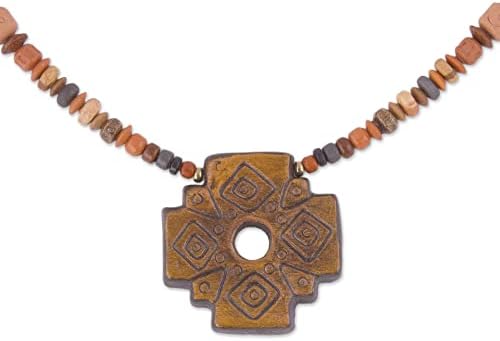 NOVICA Collier avec pendentif en perles en céramique fait à la main avec croix Chakana du Pérou sans pierre Inca 'Sun Chakana'
Avis,  Fiche Technique et Prix au Maroc