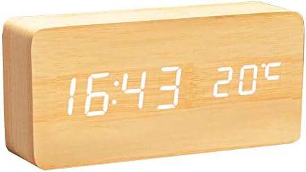Lancoon Horloge Numérique en Bois - Réveil à LED Multifonctions avec Affichage De L'heure/De La Date/De La Température Et Commande Vocale pour Le Voyage à Domicile - AC11Yellow_White
 Avis, Fiche Technique et Prix au Maroc