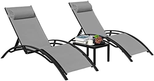 YTYZC Ensemble de 3 chaises longues inclinables en aluminium, chaise inclinable avec 5 dossiers réglables, coussin de tête, table pour jardin
Avis,  Fiche Technique et Prix au Maroc