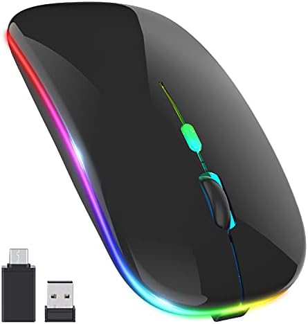 【Mise à niveau】 Souris sans fil LED, souris fine et silencieuse 2,4 G, souris de bureau optique mobile portable avec récepteur USB et type-c, 3 niveaux DPI réglables pour ordinateur portable, PC, ordinateur portable, ordinateur, MacBook (noir brillant)
 Fiche Technique et Prix au Maroc