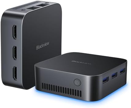 Blackview MP80 Mini PC Intel 12e N95 (jusqu'à 3,4 GHz), 16 Go LPDDR5 512 Go M.2 SSD Mini ordinateurs de bureau Windows 11 Pro, prise en charge double LAN, 3 HDMI, WiFi 2,4/5G, 4K UHD
 Fiche Technique et Prix au Maroc