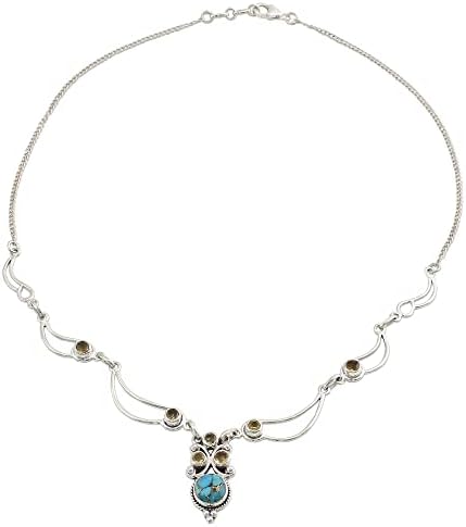 NOVICA Collier pendentif citrine en argent sterling 925 fait à la main Turquoise reconstitué jaune bleu pierre de naissance indienne « Radiant Princess »
Avis,  Fiche Technique et Prix au Maroc