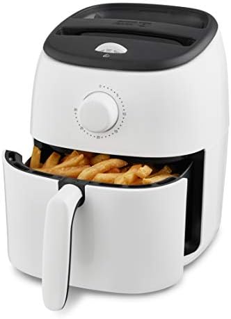 DASH Tasti-Crisp™ Friteuse électrique à air avec contrôle de température, panier à friture antiadhésif, guide de recettes + fonction d'arrêt automatique, 1 000 watts, 2,6 pintes, blanc
 Avis, Fiche Technique et Prix au Maroc