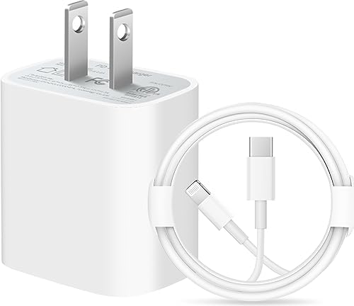 Chargeur iPhone Charge ultra rapide [ Apple MFi Certified] Chargeur mural PD 20 W avec câble de charge de 1,8 m compatible iPhone 14/14 Pro Max/13/13 Pro Max/12/12 Pro/12 Pro Max/11/11 Pro iPad (blanc)
 Fiche Technique et Prix au Maroc
