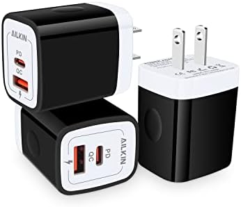 Lot de 3 chargeurs USB de type C, prise murale double port USB-C 20 W PD et QC3.0 USB A bloc de charge rapide pour Samsung Galaxy S22 S21/S21+/S21 Ultra/S20/S20+/S20 FE/Note 20 Ultra/10, iPhone 13 Boîtier d'alimentation en brique USBC
 Fiche Technique et Prix au Maroc