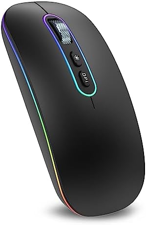 cimetech Souris Bluetooth, souris rechargeable sans fil, souris d'ordinateur silencieuse LED avec double mode (Bluetooth 5.1 et 2.4G), compatible avec iPad, ordinateur portable, PC, Mac, Windows (noir)
 Fiche Technique et Prix au Maroc