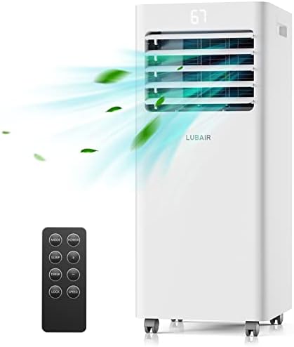 LUBAIR Climatiseurs portables 8 000 BTU, unité AC portable avec télécommande pour pièce jusqu'à 300 pieds carrés, climatiseur d'ambiance 3 en 1 fonctionne comme Dehu, ventilateur et refroidissement avec minuterie de 24 heures, kit de fenêtre inclus
 Avis, Fiche Technique et Prix au Maroc