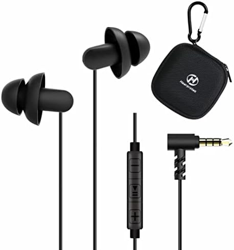 Hearprotek Écouteurs de Sommeil, Confortable en antibruit Silicone Intra-Auriculaires Écouteurs avec Micro et Contrôle du Volume 3.5mm Jack pour Dormir, Voyage, Méditation et Relaxation Noir
 Avis, Fiche Technique et Prix au Maroc