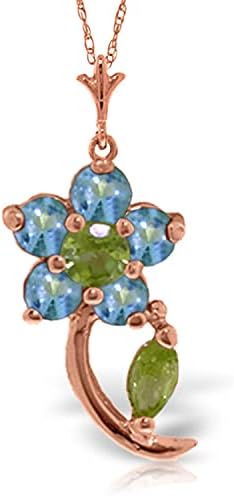 Galaxy Gold GG Collier avec pendentif en or 14 carats avec topaze bleue naturelle et fleur de péridot
Avis,  Fiche Technique et Prix au Maroc