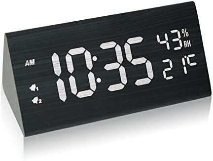 hinrey Horloge Numérique, Reveil Matin Bois Reveil Numerique avec 2 Réglages d'Alarme, Réveil Électronique Alimenté par USB Reveil Digital Avis, Fiche Technique et Prix au Maroc