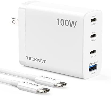 Chargeur mural USB C 100 W, TECKNET GaN Ⅲ Bloc de chargeur rapide USB-C portable avec câble de type C, adaptateur d'alimentation PD pour iPhone 14/14 Pro, MacBook Pro, iPad, AirPods, Dell XPS, Pixel, Samsung, PS5, Switch
 Fiche Technique et Prix au Maroc