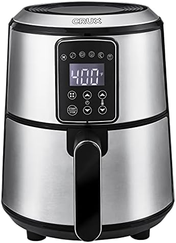 Crux Friteuse à air numérique 3 QT, préchauffage plus rapide, friture sans huile, repas rapides et sains cuits uniformément à chaque fois, poêle antiadhésive et plateau croustillant allant au lave-vaisselle pour un nettoyage facile, acier inoxydable
 Avis, Fiche Technique et Prix au Maroc