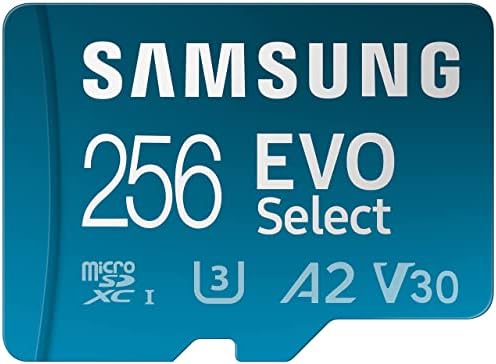 SAMSUNG EVO Select Carte mémoire Micro SD + Adaptateur, 256 Go microSDXC 130 Mo/s Full HD et 4K UHD, UHS-I, U3, A2, V30, Stockage étendu pour smartphones Android, tablettes, Nintendo-Switch (MB-ME256KA/AM )
 Fiche Technique et Prix au Maroc