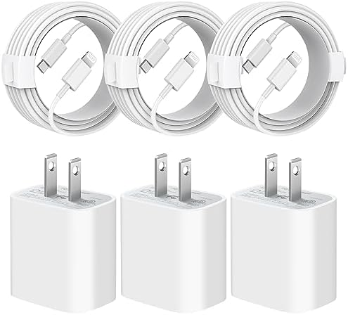 Chargeur ultra rapide pour iPhone[Apple MFi Certified] Lot de 3 chargeurs muraux USB C PD 20 W, câble rapide de 1,8 m, compatibles avec iPhone 14/14 Pro Max/13/13 Pro/13/12 Pro Max/11/11 Pro Max/XS Max et iPad
 Fiche Technique et Prix au Maroc