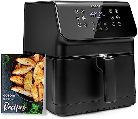 COSORI Pro II Four à friteuse à air combiné, grande cuisinière de 5,8 QT avec 12 fonctions personnalisées enregistrables en une seule touche, livre de recettes et recettes en ligne, panier carré amovible antiadhésif et lavable au lave-vaisselle, noir, CP358-AF
 Avis, Fiche Technique et Prix au Maroc