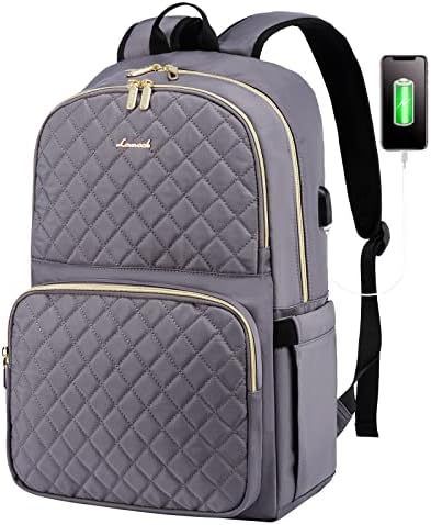 LOVEVOOK Sac à dos pour ordinateur portable pour femme, sac matelassé pour ordinateur portable, sac à dos de voyage avec fermeture éclair antivol, élégant sac d'ordinateur de travail de 17 pouces, cartable d'école universitaire avec port de chargement USB
 Fiche Technique et Prix au Maroc