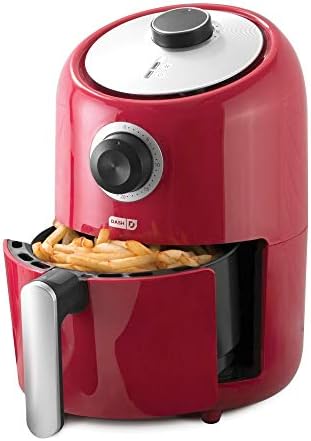 DASH Friteuse à air compacte avec contrôle de température, panier à frites antiadhésif, guide de recettes + fonction d'arrêt automatique, 2 litres – Rouge
 Avis, Fiche Technique et Prix au Maroc
