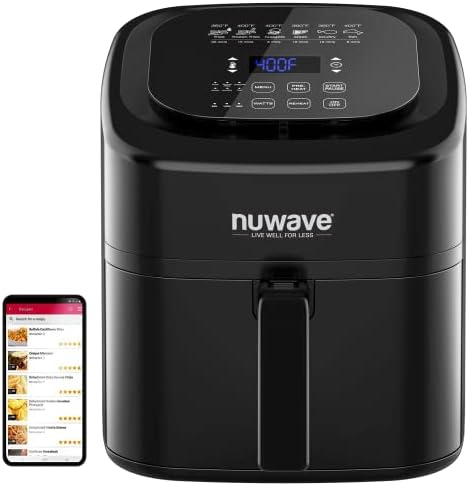 Nuwave Friteuse à air numérique Brio Healthy de 6 litres avec commandes numériques à une touche, 6 fonctions de menu prédéfinies et séparateur amovible, noir
 Avis, Fiche Technique et Prix au Maroc