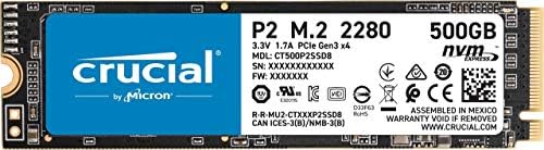 SSD Crucial P2 500 Go 3D NAND NVMe PCIe M.2 jusqu'à 2 400 Mo/s - CT500P2SSD8
 Fiche Technique et Prix au Maroc