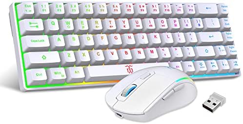Snpurdiri Combo clavier et souris de jeu 60 % sans fil, rétroéclairage LED, batterie rechargeable 2000 mAh, mini clavier mécanique anti-ghosting + souris 6D 3200 DPI pour joueur sur PC (blanc)
 Fiche Technique et Prix au Maroc