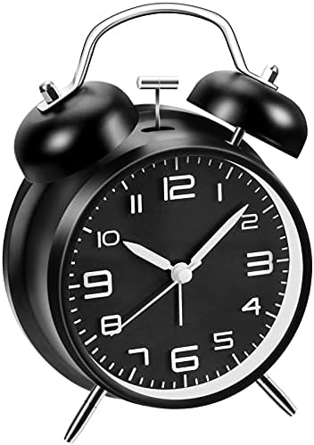 YouJabz - Réveil double cloche avec veilleuse - Rétro, pour enfant - Analogique, avec grand cadran de 16 cm - Silencieux, sans tic-tac (noir)
 Avis, Fiche Technique et Prix au Maroc