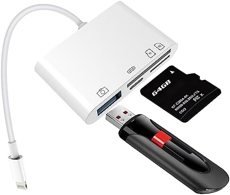 NAVESO Lecteur de Carte SD pour iPhone, 4 en 1 Adaptateur Lecteur de Carte SD iPhone, Adaptateur Lecteur de Carte SD/TF pour iPhone Adaptateur USB OTG, Adaptateur USB Lightning Compatible
 Avis, Fiche Technique et Prix au Maroc