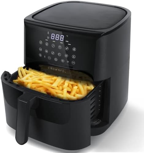 CROWNFUL Friteuse à air de 7 litres, cuisinière électrique sans huile avec 12 fonctions de cuisson, écran tactile numérique LCD avec contrôle précis de la température, panier antiadhésif, 1700 W, certifié UL - Noir
 Avis, Fiche Technique et Prix au Maroc