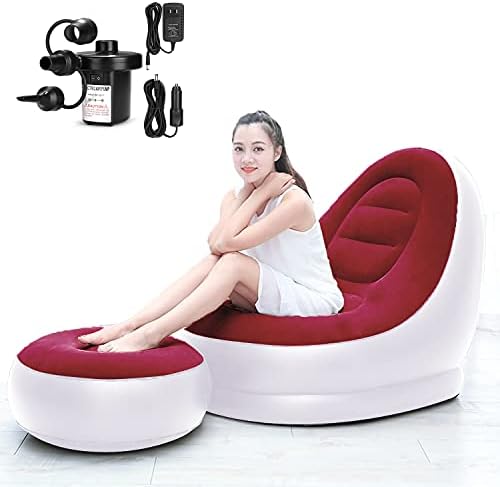 Lot De 2 Poufs Gonflables Avec Pompe à Air - Pour Camping, Jardin, Salon - Confortables Et Portables