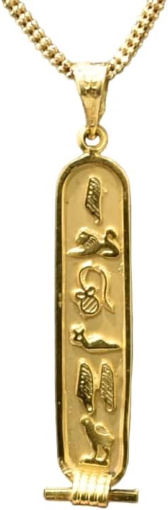 FAMA.store Personnaliser Pendentif personnalisé Collier cartouche égyptienne en or 14 carats un côté Traduire en hiéroglyphes Fait à la main en Egypte
Avis,  Fiche Technique et Prix au Maroc