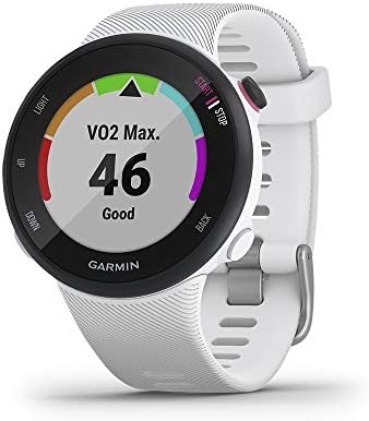 Garmin 010-02156-00 Forerunner 45s, 39 mm Montre de course GPS facile à utiliser avec prise en charge du plan d'entraînement gratuit Garmin Coach, Blanc
 Fiche Technique et Prix au Maroc